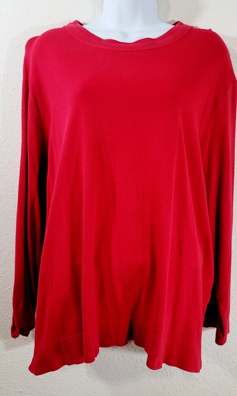 Westbound Woman Red Long Sleeve Crew Neck Tunic Top 2X Plus Lightweight Soft